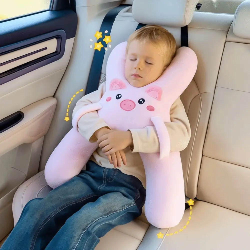 Cute Cartoon Car Headrest Head Support Removable Unisex Sleeping Pillow Breathable Comfortable Car Mounted Pillow Travel Comfort