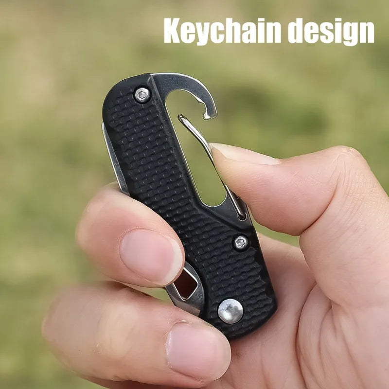 Multifunctional Keychain Knife Pocket Folding Knife Stainless Steel Blade Rustproof Wear Resistant for Outdoor Hiking Survival