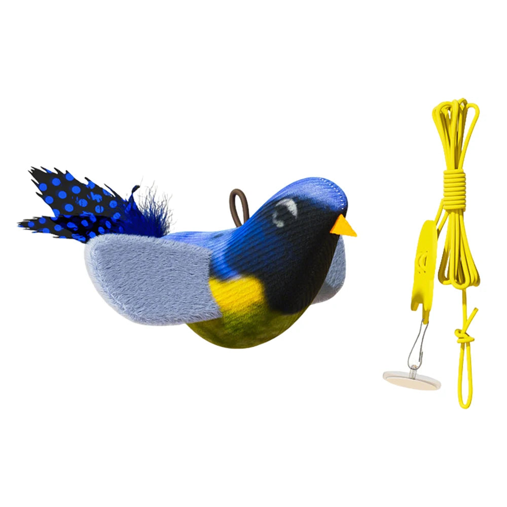 iLMH Indoor Interactive Birds Toy for Cat Chasing Teasing Toy Sounding Catnip Cat Teaser Toy Self-hilarity Wall Hanging Cat Toy