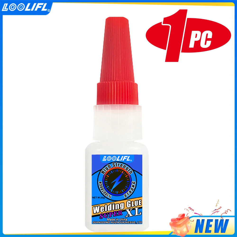 LOOLIFL 50g Transparent High-Strength Super Glue - Oil-Based Instant Repair Glue, Trace-Free & Fast-Drying, Free Dropper