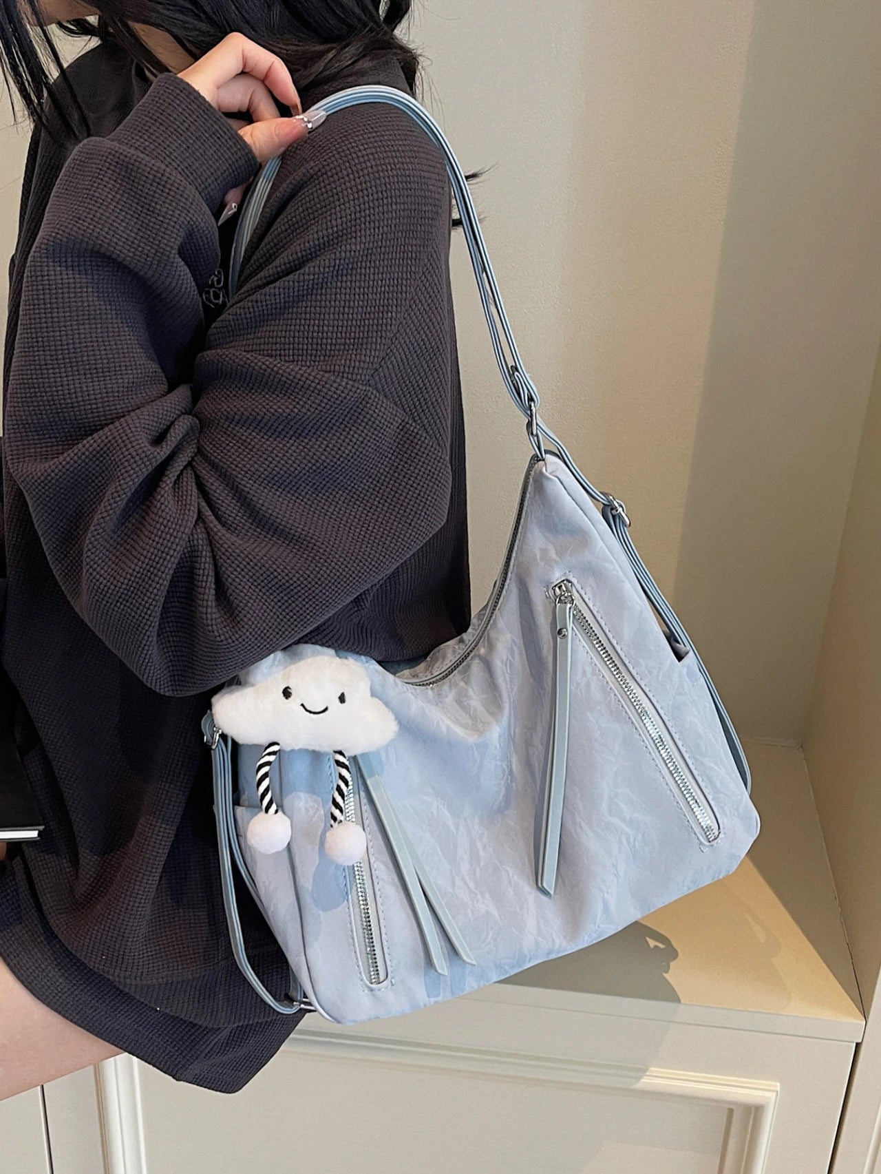New 299 Multi-Functional Double Shoulder Underarm Bag Women's 2026 New Style Soft PU Square Shape Handbag Tote Bag Crossbody Bag