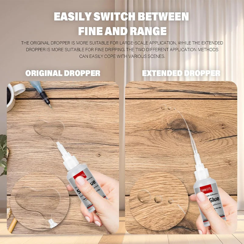 Super strong 502 ethyl cyanoacrylate quick-drying instant super glue metal wood glue leather glue liquid strong bonding tool