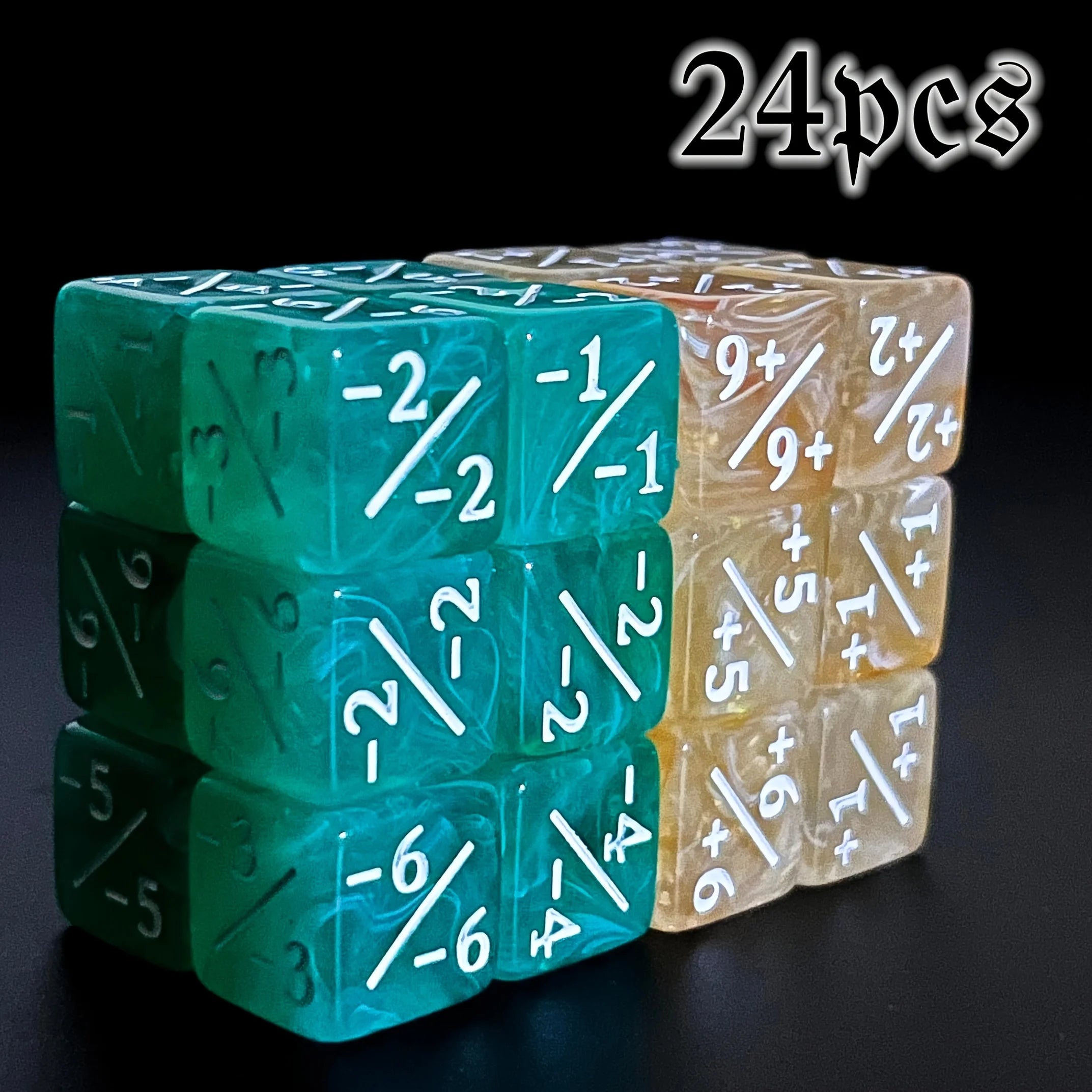 24 Pcs MTG Dice Counter  Life Tokens Negative Plus One Dice Set for MTG, TCG, Card Game Accessories