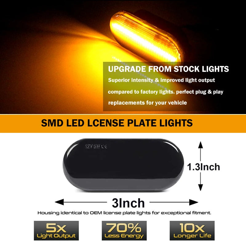 2PCS Dynamic Flowing LED Side Marker Turn Signal Light For VW Transporter T5 Polo Golf 3 4 Passat B5 Sharan Lupo Bora Multivan
