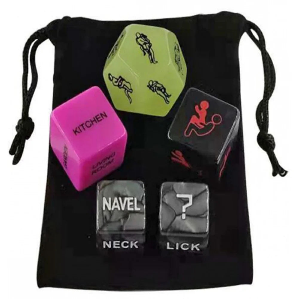 Glow in Dark Sexy Dice Set - 6Pcs Adult Couple Game for Romantic Nights, Foreplay Position Dice, Fun Love Toys for Couples Party