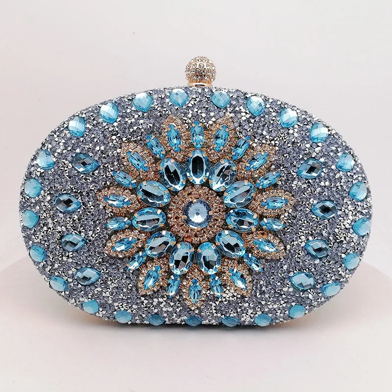 Diamond Crystal Women Make Up Cosmetic Evening Shoulder Messenger Clutch Bag Phone Purse Handbag Golden Silvery Red Pink Black