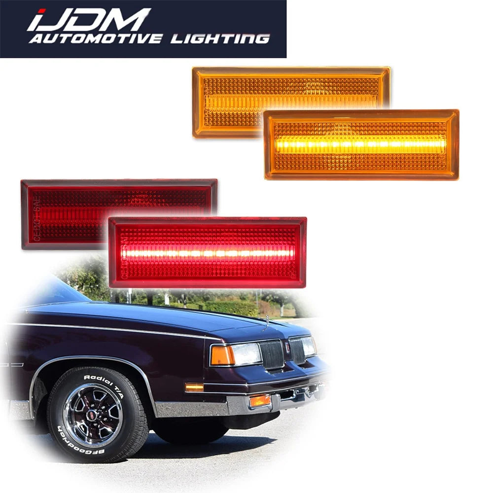 For Oldsmobile Cutlass 2 Door 1981-1988 Front / Rear Fender Side Marker Clearance Lights LED Turn Signal Lights Parking Lights