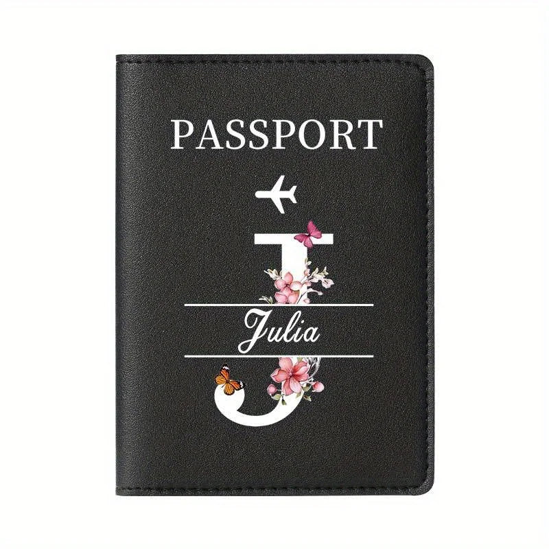 Personalized Custom Black Passport Holder with Custom Name - 26 Letters and Surname. Fashionable Foldable Travel Accessory