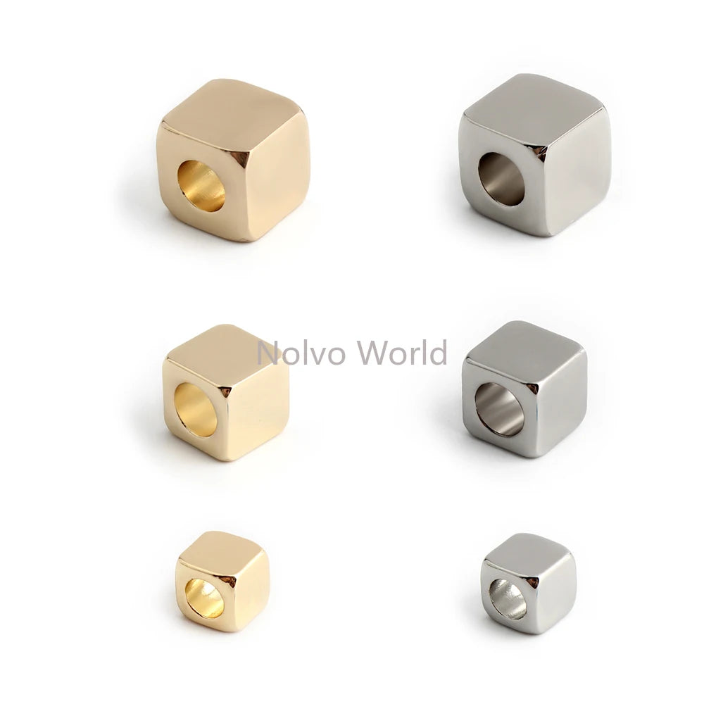 5/50/100PCS 9mm,12mm,15mm Zinc alloy Square Shape Hollow Spacer Beads For DIY Making Bracelet Necklace Chain Gift Decoration
