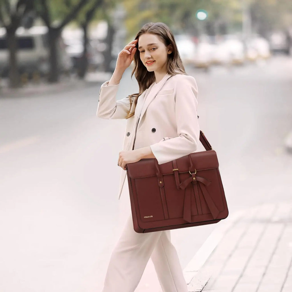 MOSISO Women's Tote Bag for MacBook 13 14 15 16 17.3 inch Notebook PU Leather Laptop Shoulder Bag Backpack Handbag Dual-purpose