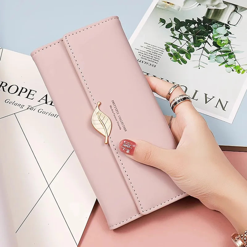 Wallet Lady 2026 New Season Best-selling Large Capacity Women's Long-Style Wallet Fresh and Cute Leaf Card Bag Handbag for Women