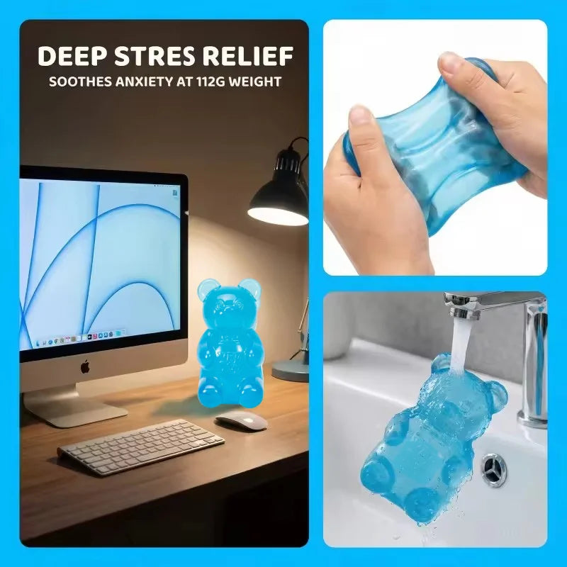 8cm NeeDoh Cute Gummy Bear Sensory Squeeze Toy with Jelly-like Filling Slow Rebound Stress Relief Toy To Alleviate Anxiety**