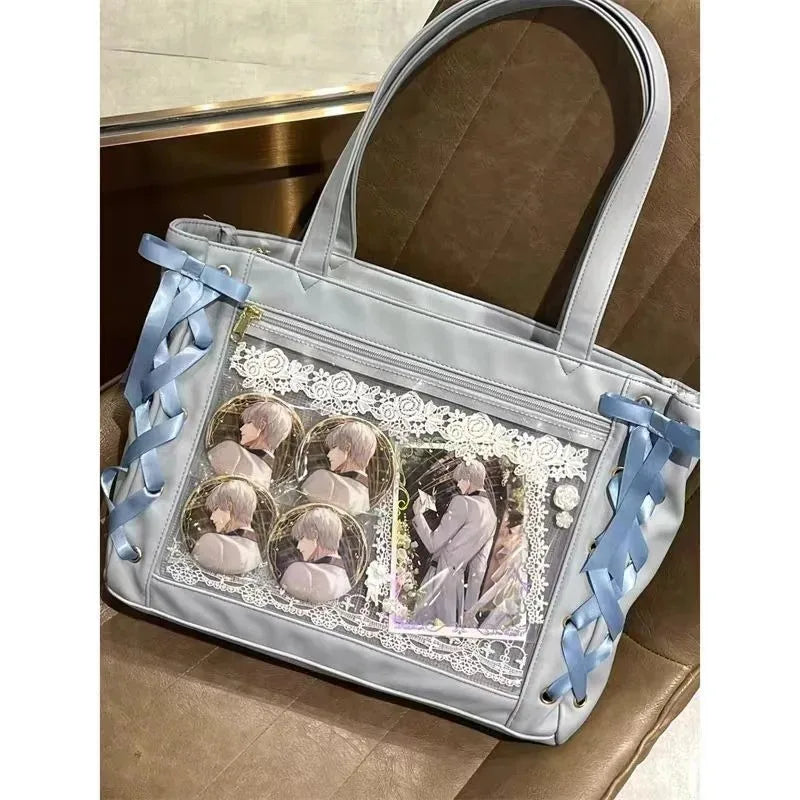 Jk Elegant and lovely leisure Ita bag Women's shoulder bag Leather sweet lolita Japanese transparent fashion handbag