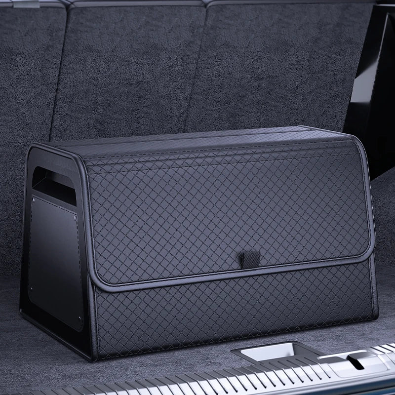 Car Trunk Organizer with 4-Point Magnetic Closure – PU Leather, Reinforced ABS Frame, Fits SUV, Sedan, and Home Use