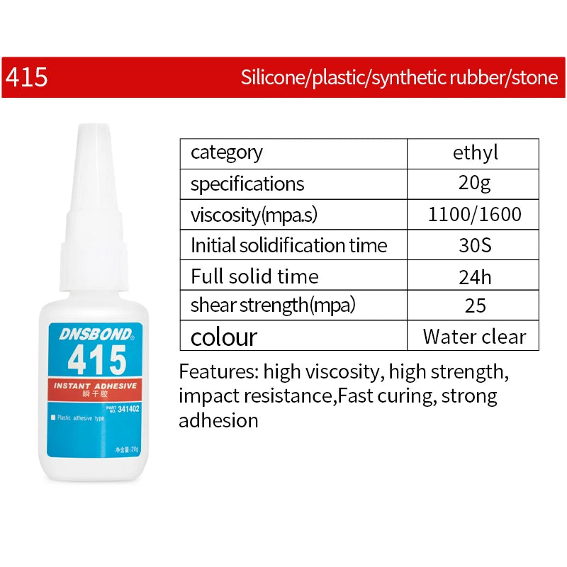 Brand-new Upgraded Instant Adhesive 401/ 403/ 406/ 454/ 460/ 480/ 495/ 496 Super Glue Extra Strong Multi-purpose Cyanoacrylate