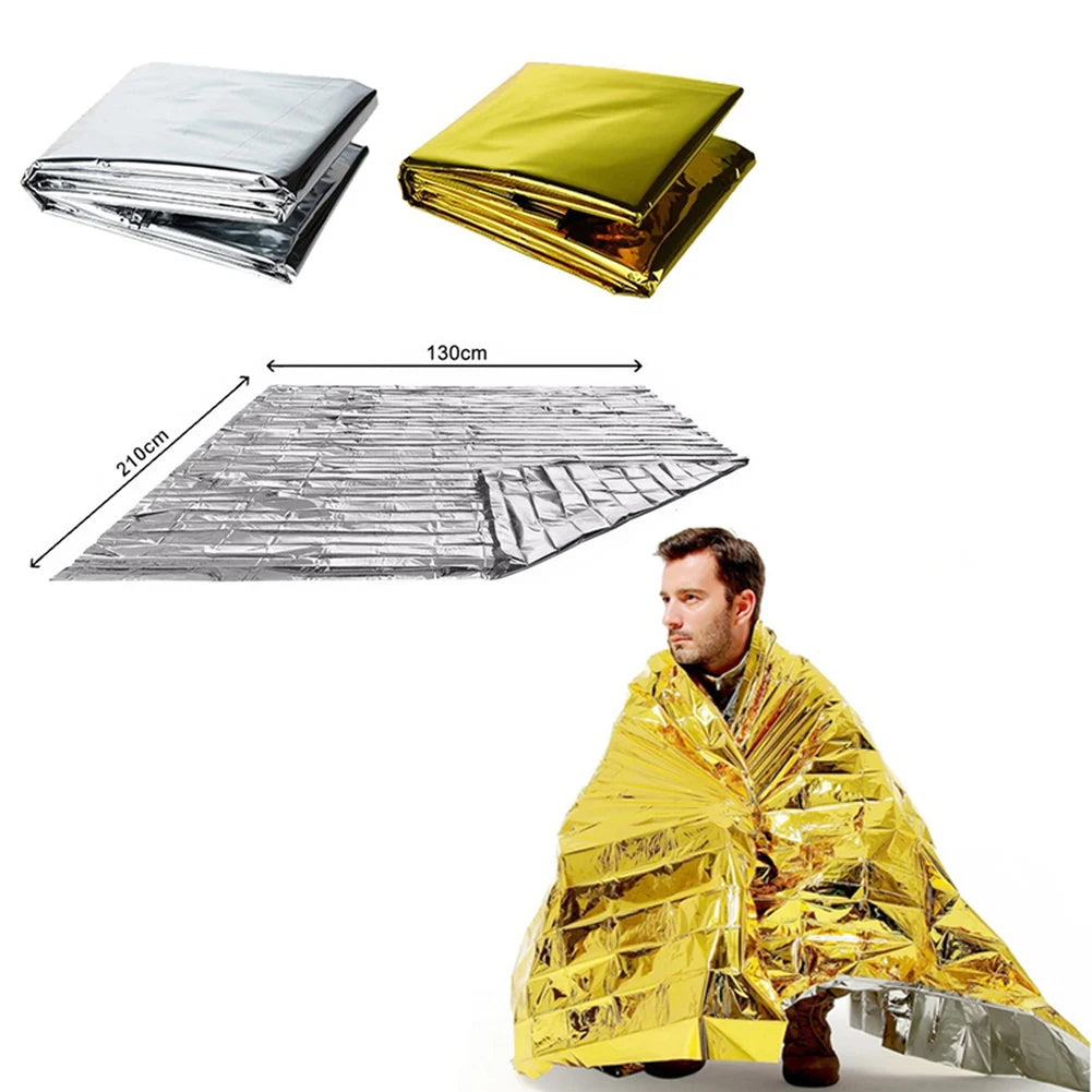 Outdoor Low Temperature Rescue First Aid Kit Insulation Blanket Campsite Keeping Foil Polyester Film Lifesaving Warm Insulation