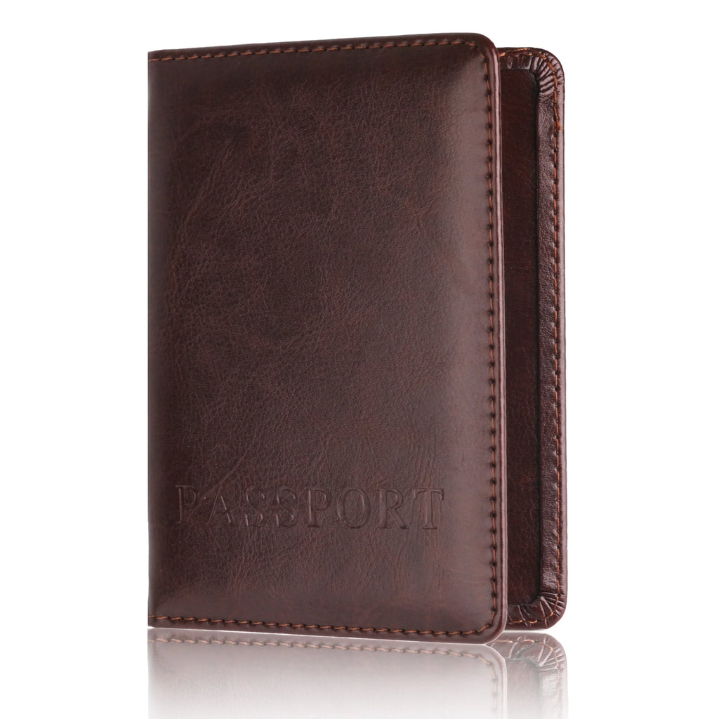 Unisex Simple PU Leather Travel Passport Holder Cover Case for Men Women Document Ticket Protective Multi-card Slot Storage Bag