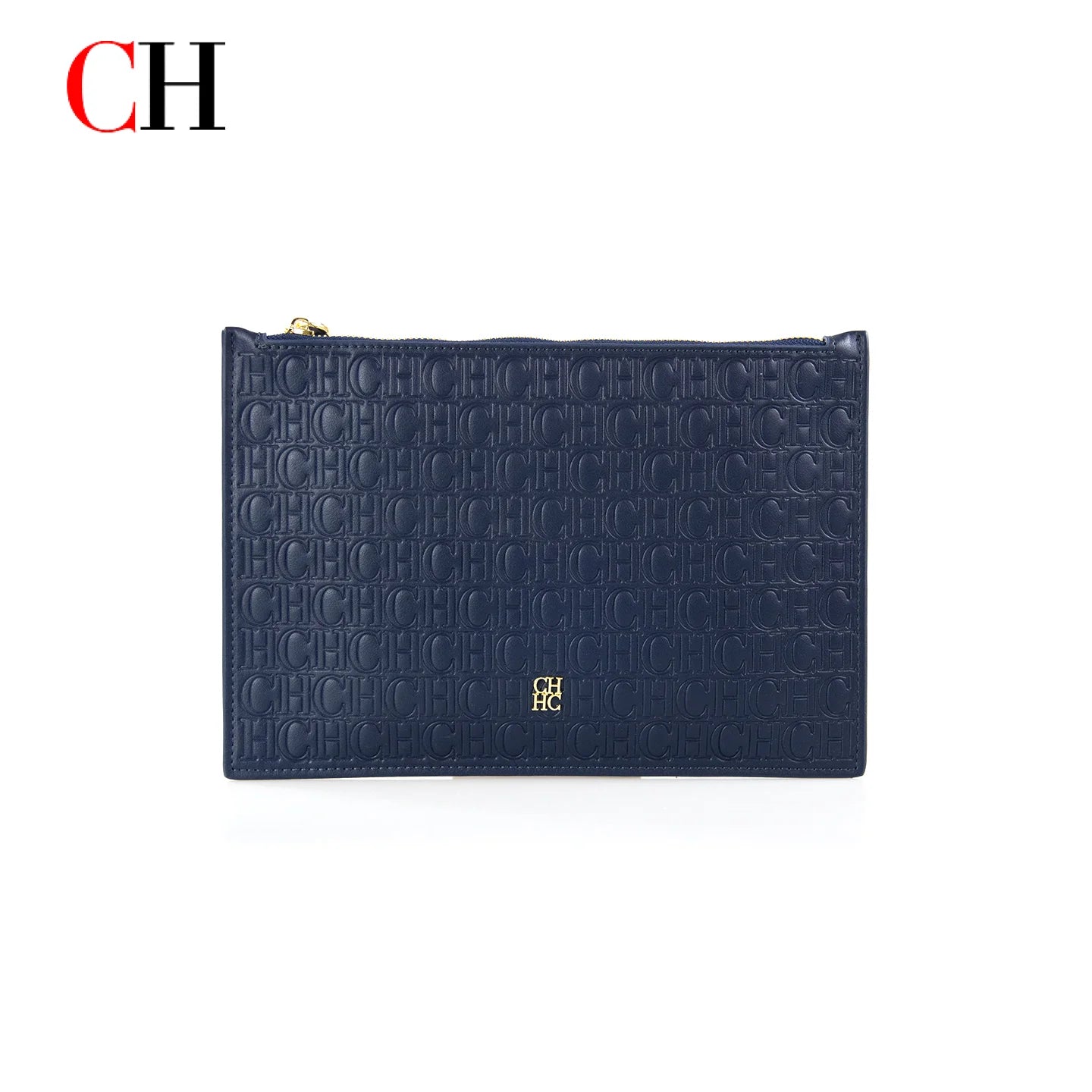 CH Women Embossed Letter Wristlet Clutch Bag Zipper Handbag Elegant Evening Pouch for Party Travel and Daily Use