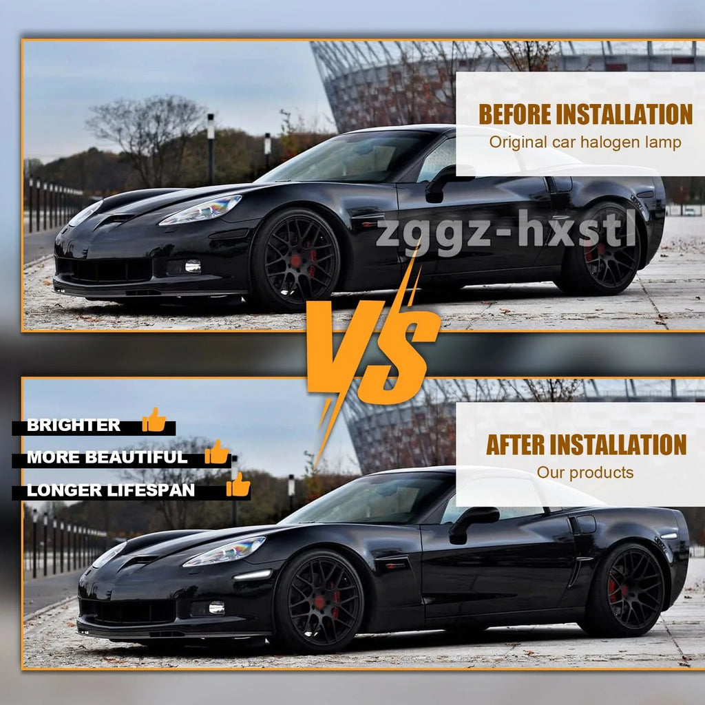 For Chevrolet Chevy Corvette C6 2005-2013 White LED Side Marker Light Smoke Lens Front Rear Auto Turn Signal Lamp 12V