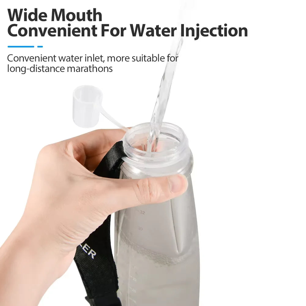 NEWBOLER 800/1000ml TPU Soft Water Bottle Ultra Lightweight Foldable Wristband Fixed Anti Slip Outdoor Running Soft Water Bottle
