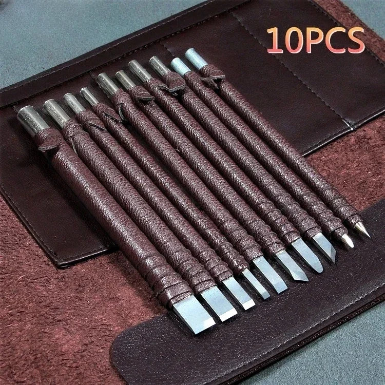Professional 3/8/10Pcs Tungsten Steel Stone Carving Hand Tools Set Stone Carving Chisel Set Woodworking Carving Tool