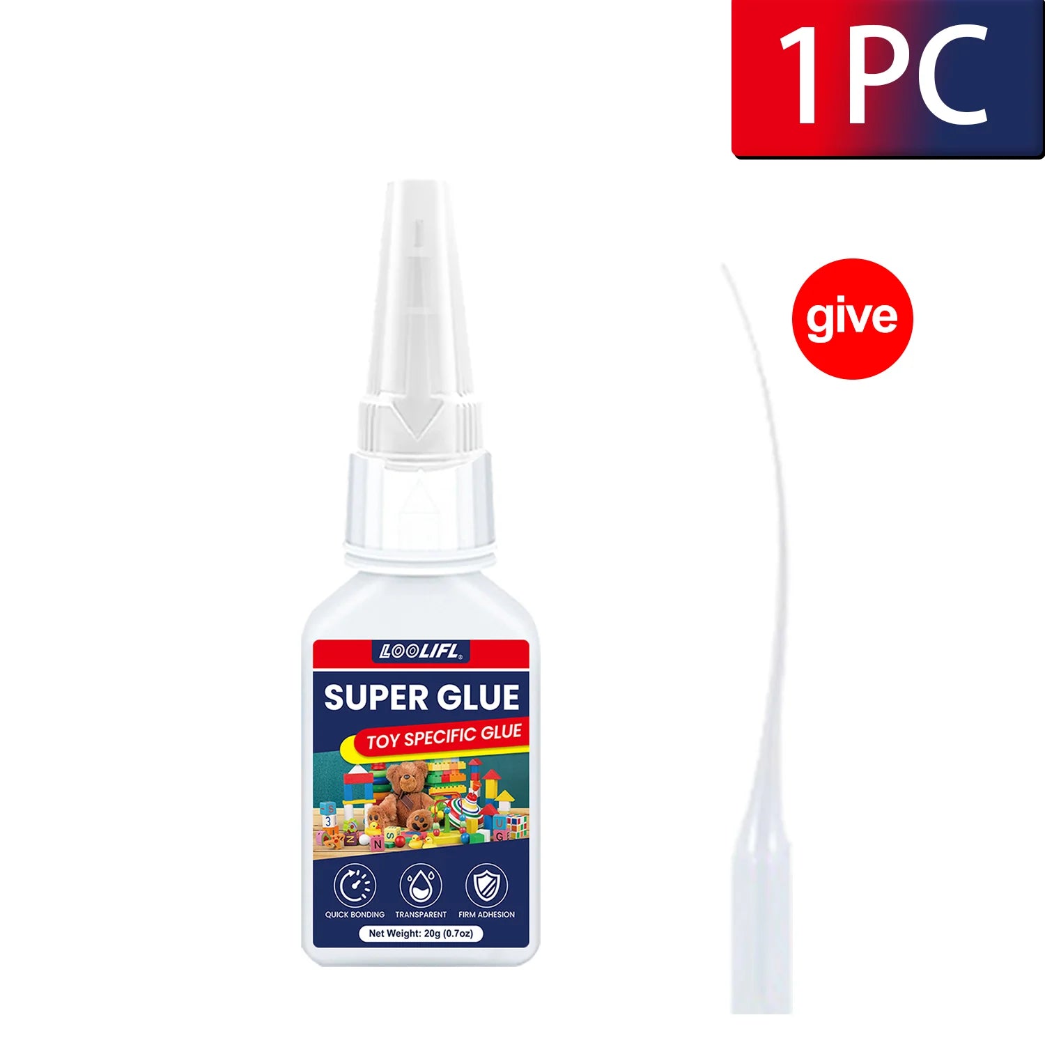 LOOLIFL 1-7PCS 20g Large Capacity Super Glue,Instant Quick Drying Cyanoacrylate Adhesive,Leather,Rubber, Glass,Wood,Metal