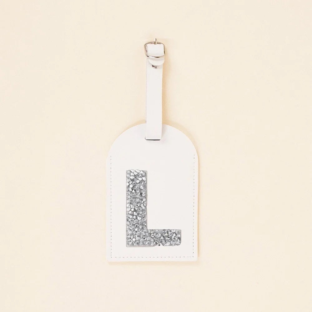 A-Z Rhinestone Monogram Leather Luggage Tag Suitcase Label Baggage Boarding Bag Tags Name ID Address Holder Travel Accessorie