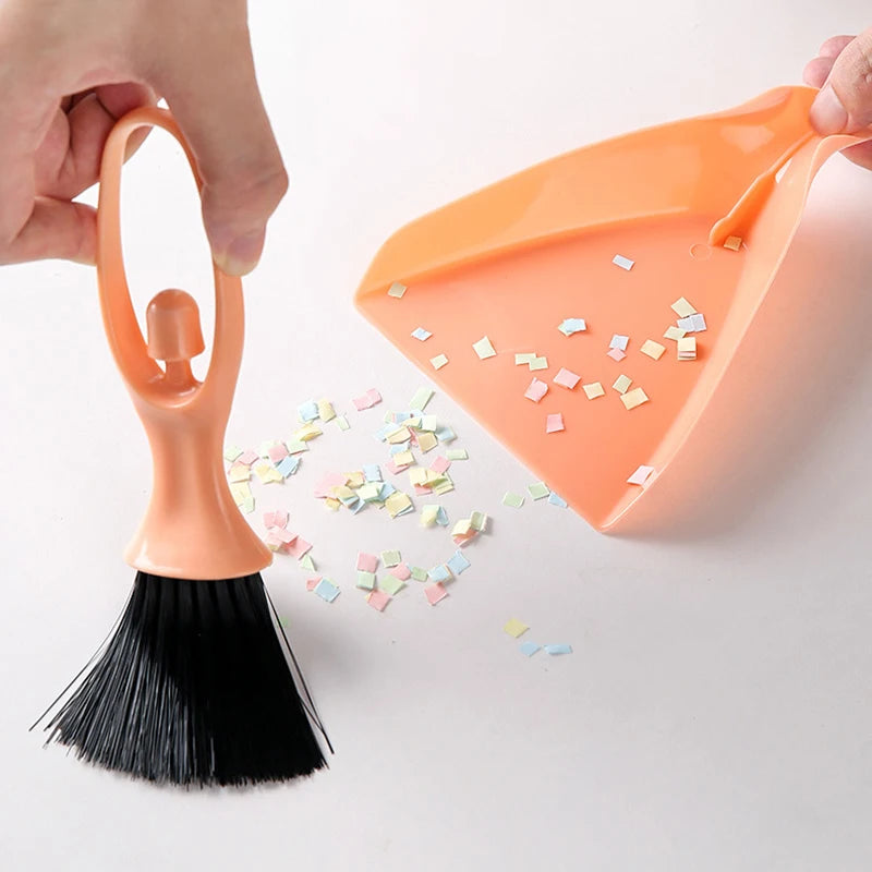 NEW 1PC Mini Handy Desktop Keyboard Sweep Dustpan Cleaning Brush Corner Broom Pan Set With Handle Household Cleaning Tool