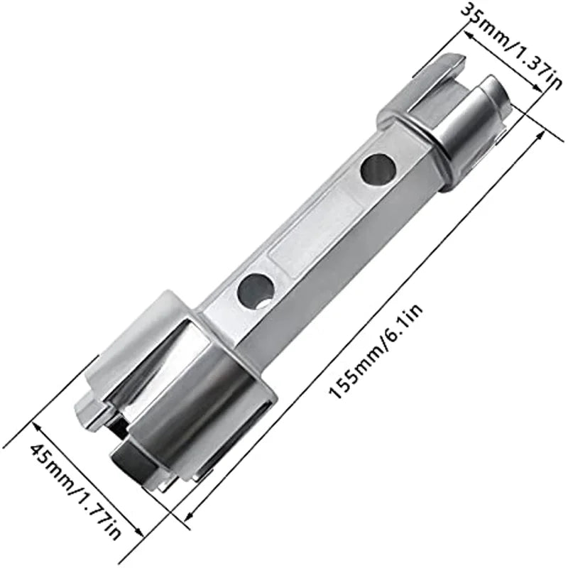 Tub Drain Remover Wrench Dual Ended Drain Wrench Tool Zinc Alloy Wrench for Bathroom