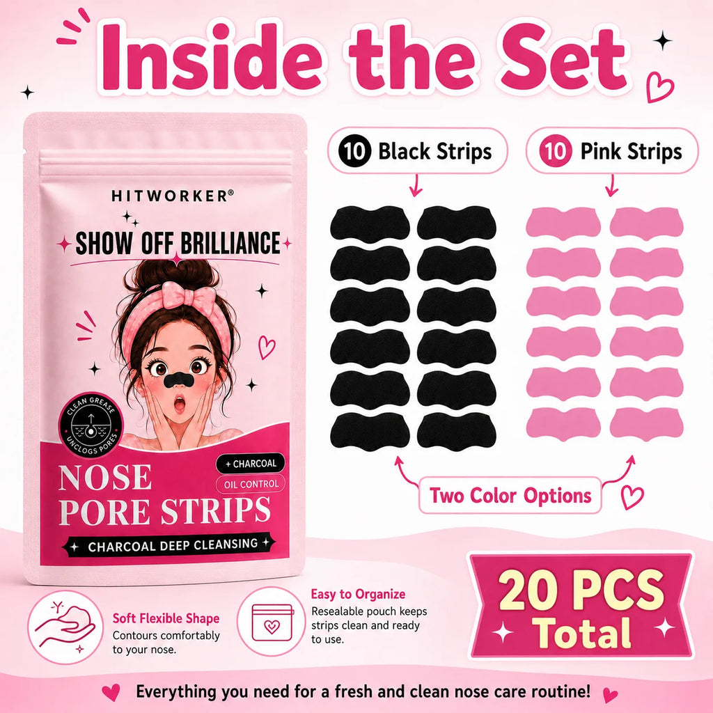 10/20Pcs Black & Pink Blackhead Remover Nose Strips, Deep Pore Cleansing Oil Control Nose Mask Patches, Unisex Facial Skin Care