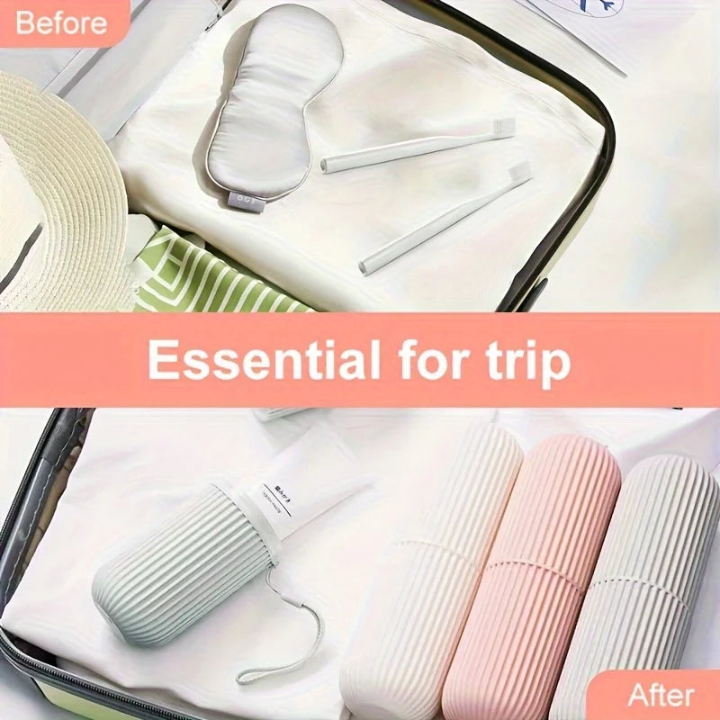 2/4 Pack with Random Colors, Leak-Proof Toothbrush Holder with Lanyard - Leak-Proof Travel Storage Box with Compact Stackable Design, Suitable for Home, Travel, Camping, Bathroom, Kitchen, Family, Couples