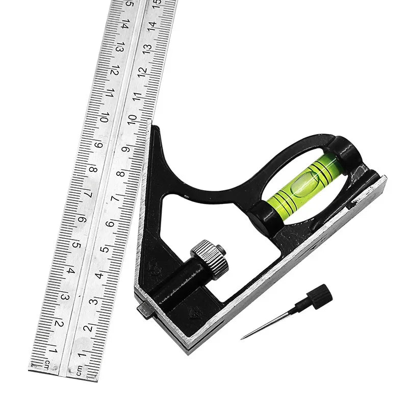 Movable Combination Square with Level 300mm Stainless Steel Angle Ruler for Woodworking 45/90 Degree Angle Finder Carpenter Tool