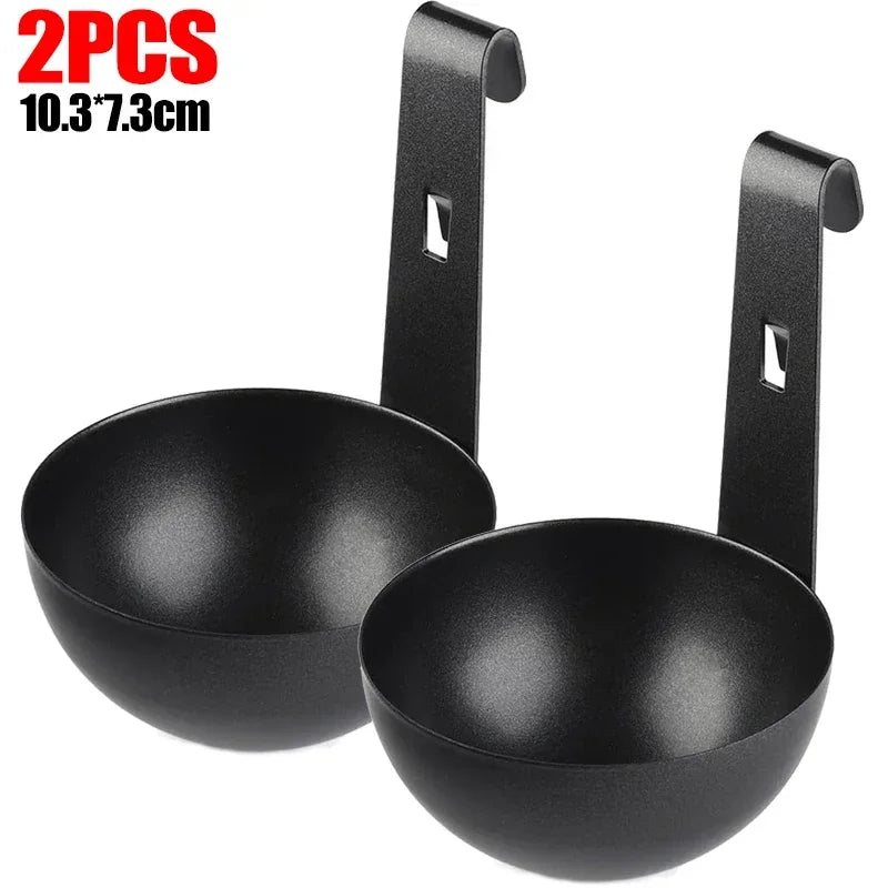 Stainless Steel Egg Poacher Nonstick Egg Boiling Heating Mold with Hanger Hook Kitchen Cooking Steaming Gadgets Tools Cookware