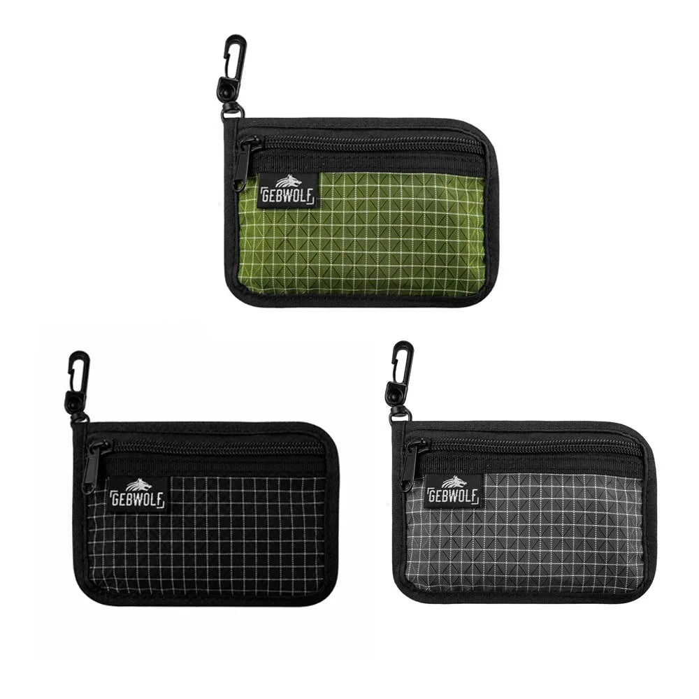 Organizer Pouch Ultralight Wallet with YKK Zipper Durable Grid Fabric Coin Purse for Cards Earbuds Small Gear