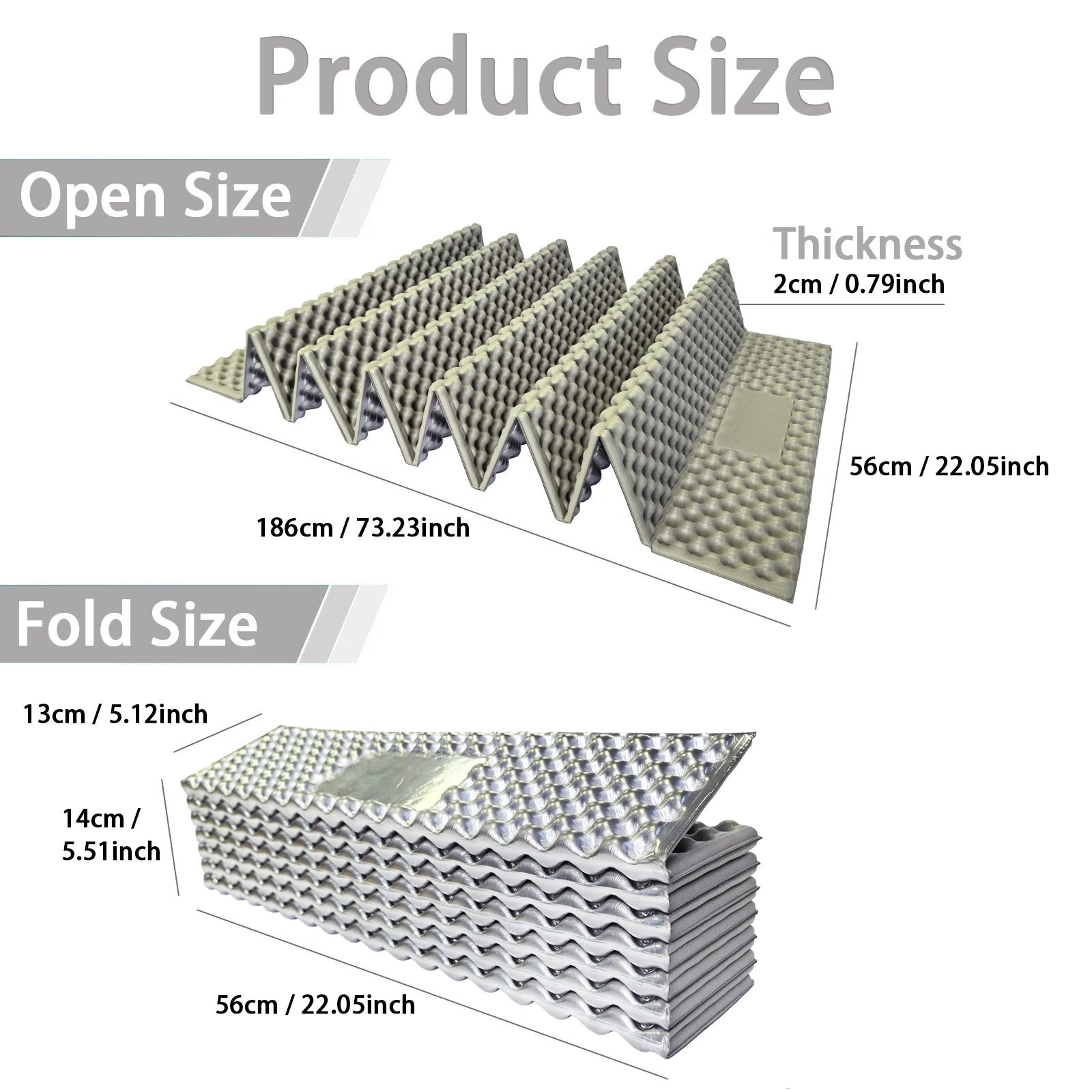 Portable Foldable Egg Crate Foam Pad Thickened Aluminum Foil Sleep Mat Moisture Proof Insulation Mat for Travel Picnic Camping