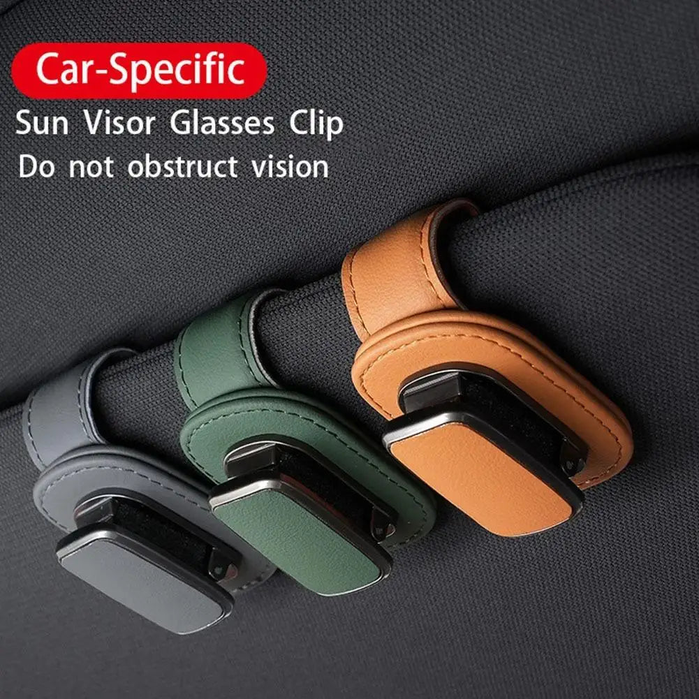 Car Sunglasses Clip Super Fiber Leather Sun Visor Eyeglass Storage Holder Auto Interior Accessories Card Ticket Organizer