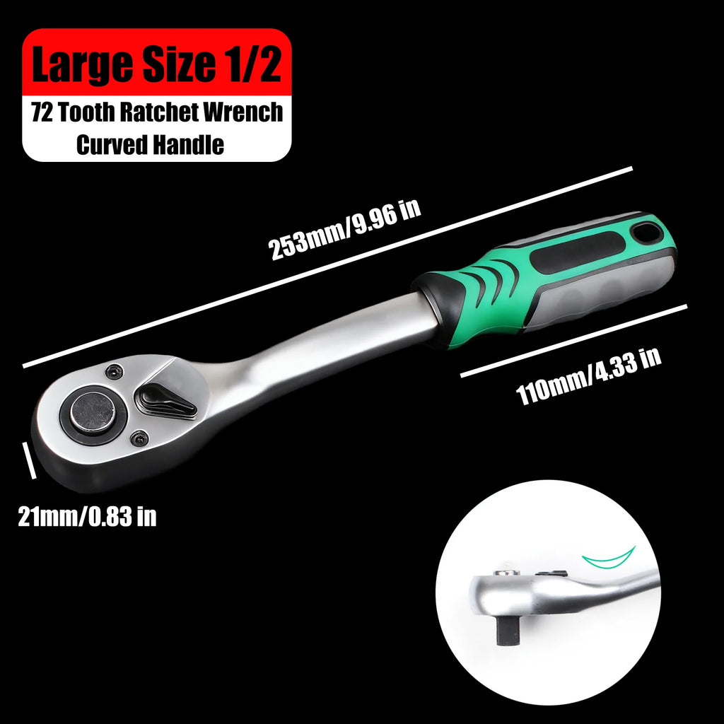 1pc 72 Tooth Quick Ratchet Wrench 1/2 1/4 3/8 3 Size Flying Wrenches Two-way Socket Wrench Repair Tools for for Vehicle Bicycle
