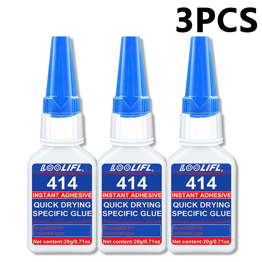 414 Instant Adhesive, Highly Waterproof Quick Drying Super Glue, Universal Adhesive for Shoes, Rubber, Metal, Plastic Repair