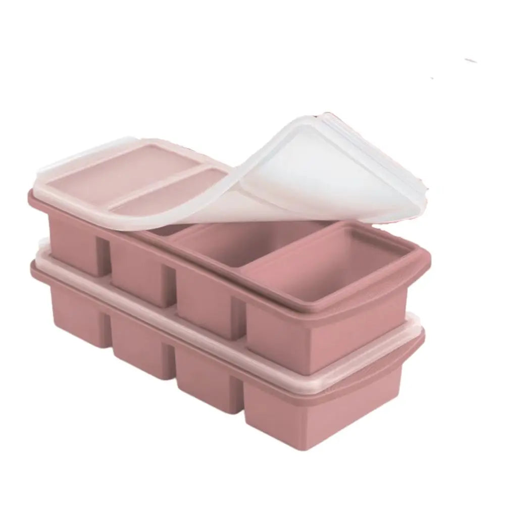 Set/Pcs Silicone Large Ice Cube Tray Non-stick Soup Freezer Container Freezing Tray with 4 Compartments for Storing with Lid