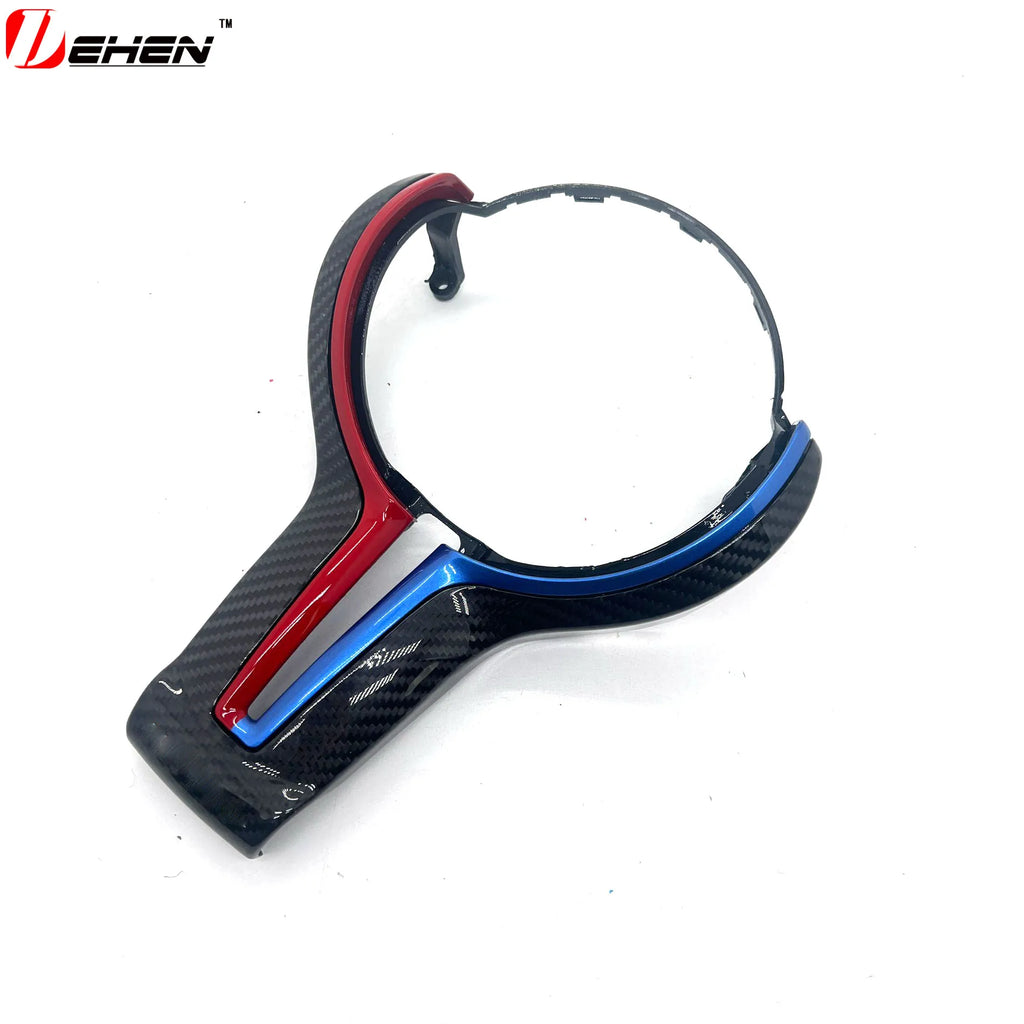 For BMW F20 F22 F30 F31 F32 F33 F36 F10 F06 F12 F13 F15 F16 M-Sport Replacement Style ABS+Carbon Fiber Steering Wheel Trim