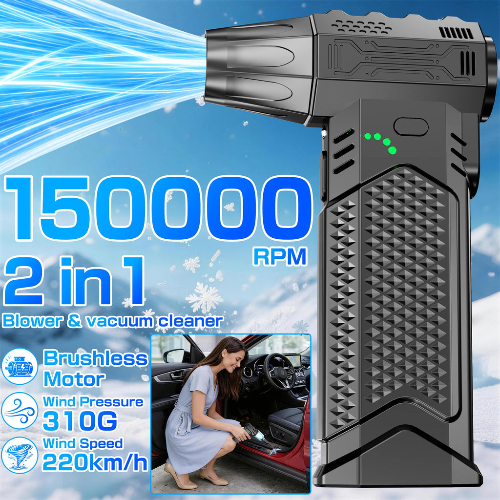 Car Vacuum Cleaner Violent Jet Fan Blower Turbo Fan Cleaning Blowing Tools Hair Dryer Family Electric Air Duster Auto Accessories Dust Collector Outdoors Portable 150000RPM