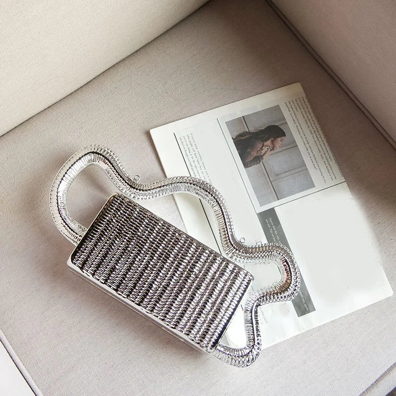 Trendy metallic woven vegetable basket box bag small square bag niche design fashion creative dinner bag