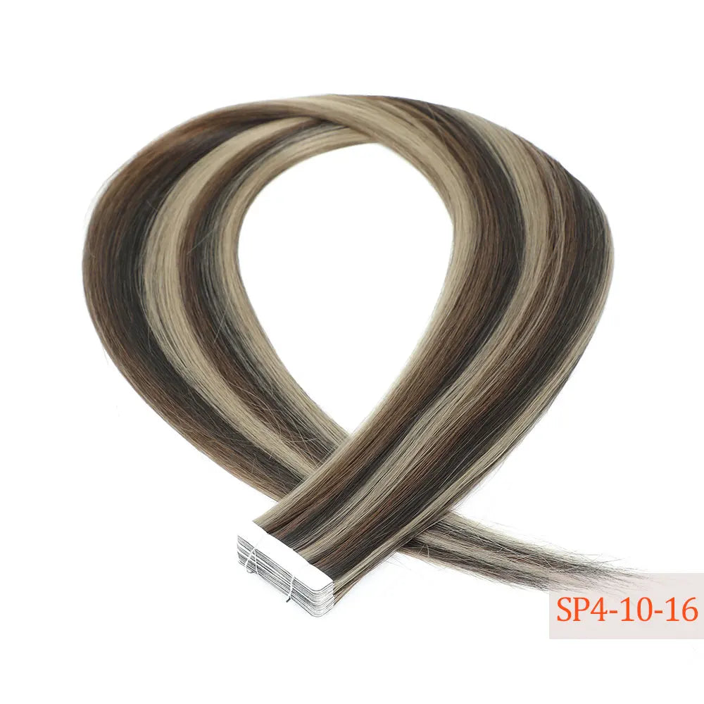 26" Straight Tape In Hair Extensions 20pcs 50 Grams Heat Resistant Fiber Colored Tape In Hair Double Sided Adhesives Hair
