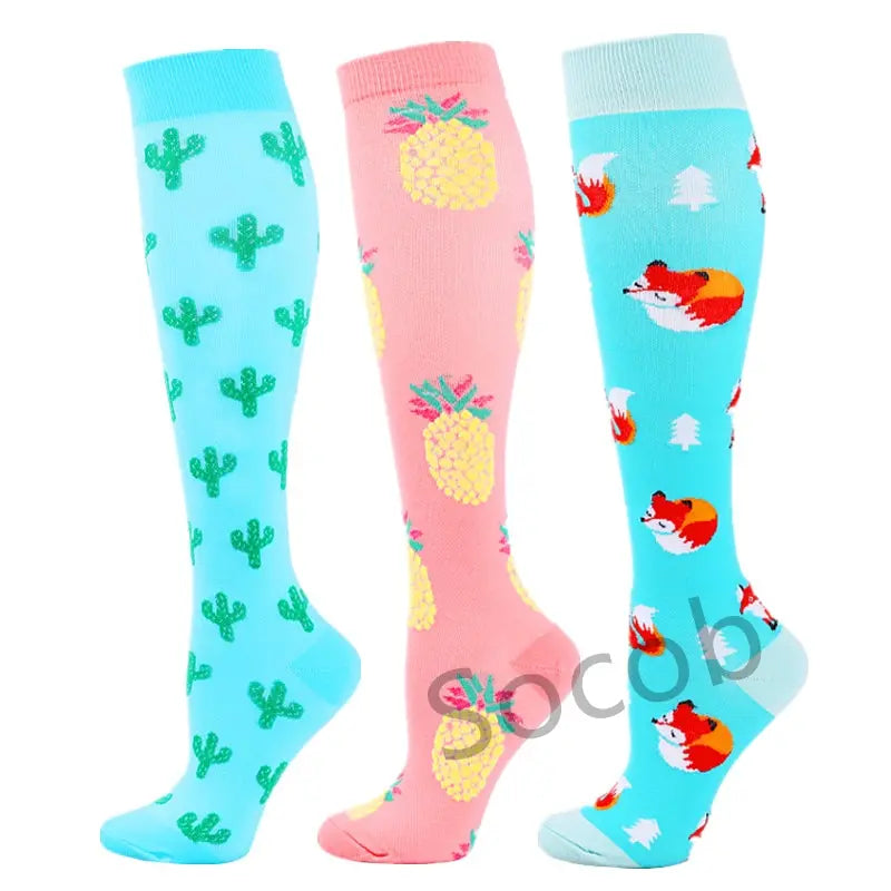 6/7 Pairs Compression Socks Varicose Diabetes Sock Running Cycling Hiking Touring Bicycle Marathon Outdoor Rugby Edema Long Tube