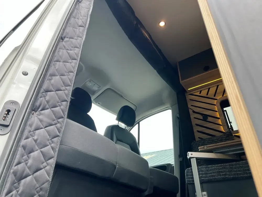 Quilted Blackout Thermal Cab Divider Black For Fiat Ducato Peugeot Boxer Citroen Relay 2006+ Ram Promaster Caravan Motorhome