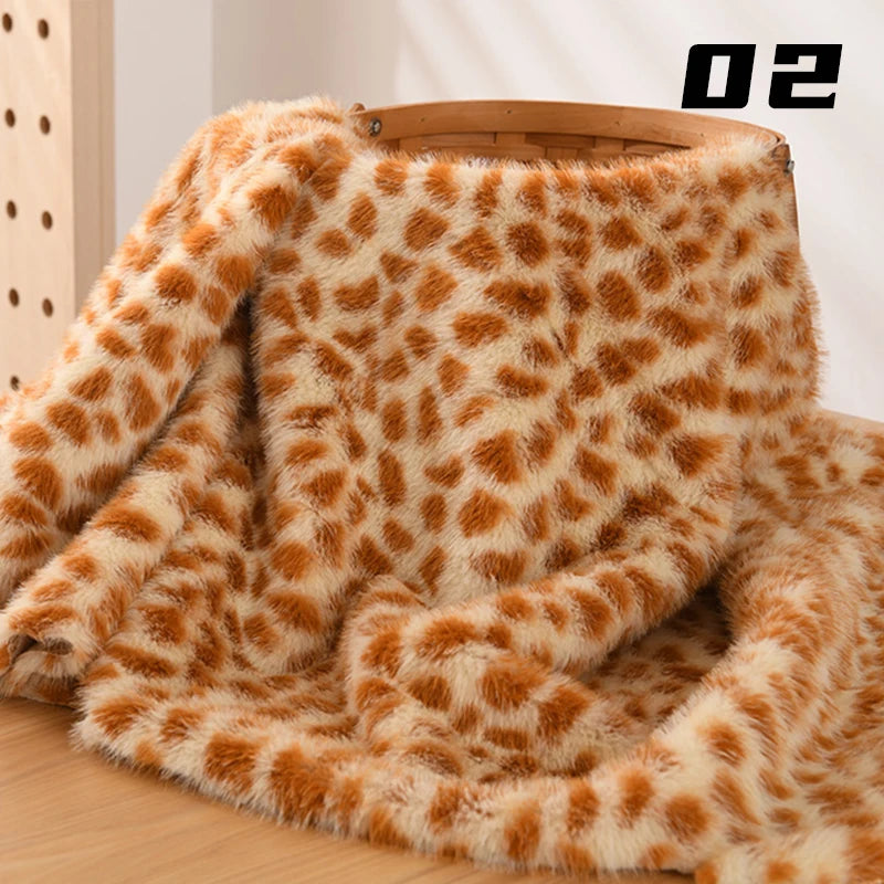 Eco-Friendly Faux Mink Fur Fabric 50x160cm Deer Zebra Leopard Animal Print DIY Craft Material for Clothing Bags Dolls
