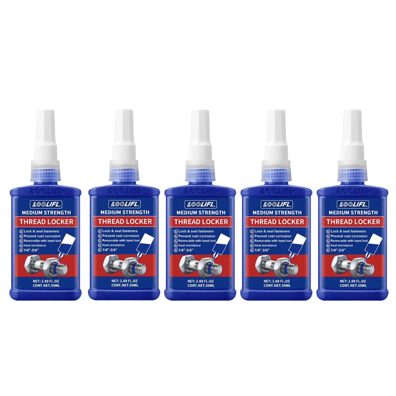 Threadlocker, Fast-Drying, Medium-Strength Screw Locking Agent, Anaerobic Adhesive, Anti-Loosening Screw Glue, Nut and Screw Fastening Adhesive, Removable