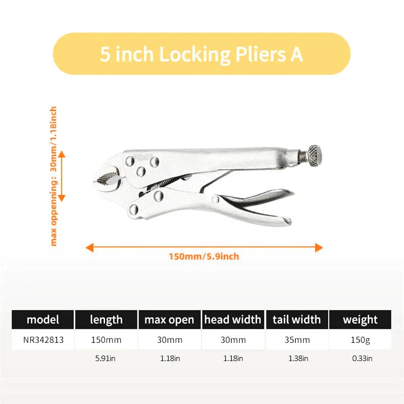 DELIXI ELECTRIC Locking Pliers，Carbon Steel Pliers High Torque Fixed Clamping Hand Tools ，Adjustable Position Welding Tools