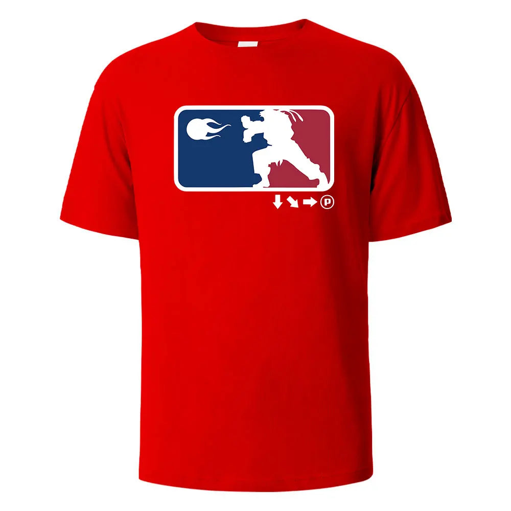 Game Player Printing T-shirt For Men Wowen 100% Cotton Summer Breathable Tops O-neck Oversize Tees Short-Steeved Men's Clothing