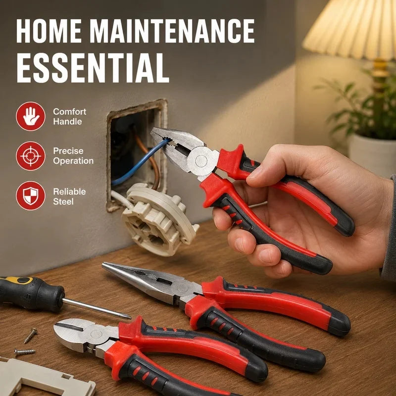 Heavy Duty Multifunctional Electrician Wire Pliers, Large Opening Sharp Hand Tool for Cutting, Twisting and Gripping Various Met